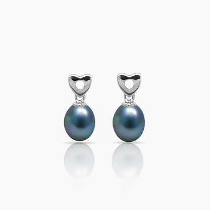 Lustrous Heart Pearl Drop Earrings