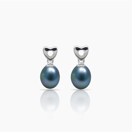 Lustrous Heart Pearl Drop Earrings