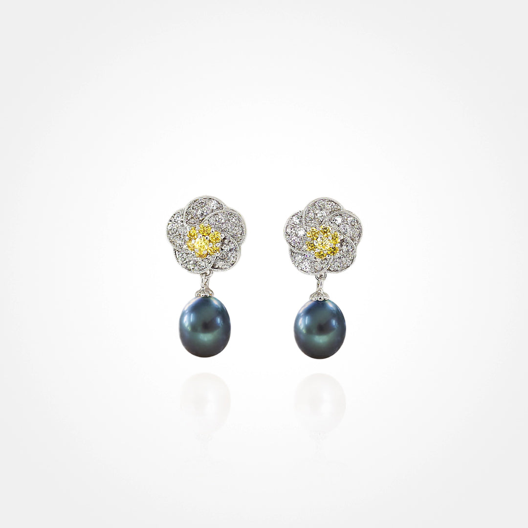 Flower Pearl Drop Earring