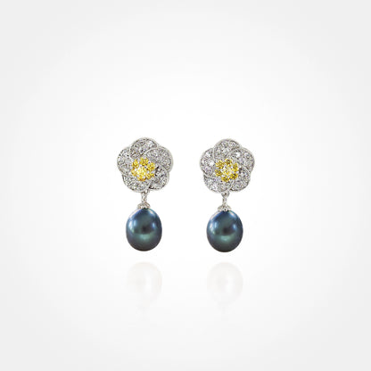 Flower Pearl Drop Earring