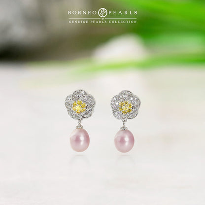 Flower Pearl Drop Earrings