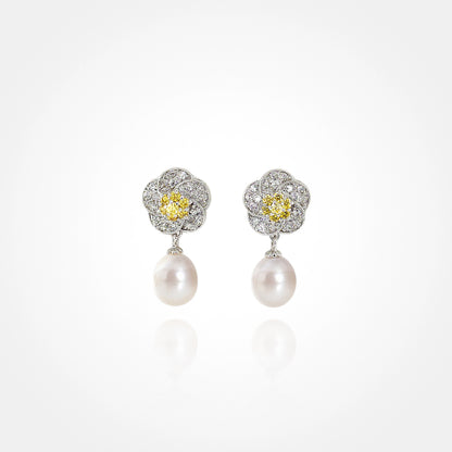Flower Pearl Drop Earring
