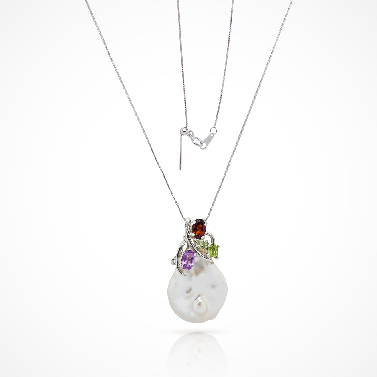 Keshi Gemstone Pendant 925 Silver