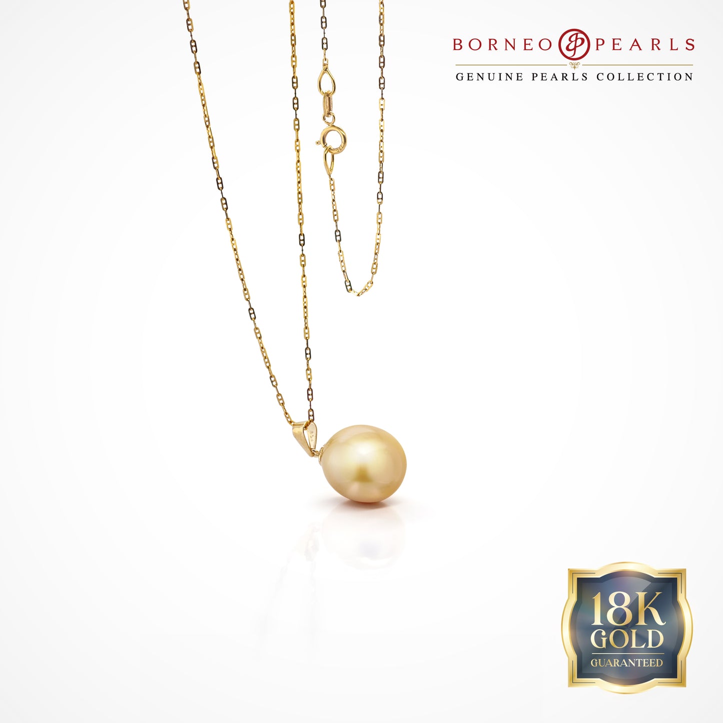 Sunlit Elegance: South Sea Drop Pearl Pendant (11-12mm) in 18k Gold Chain