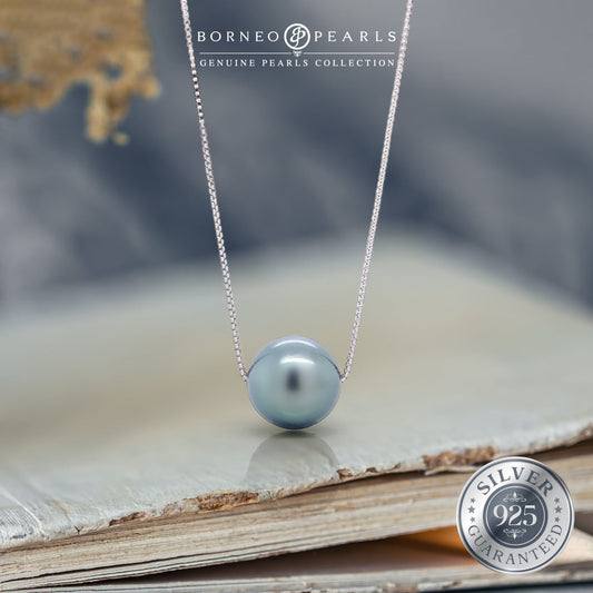 10-10.5mm Round Tahitian Pearl on 925 Adjustable Chain