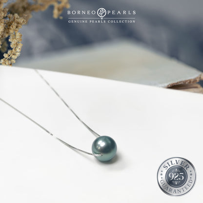 10-10.5mm Round Tahitian Pearl on 925 Adjustable Chain