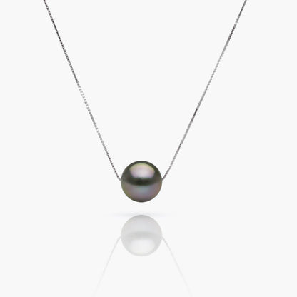 10-11mm Round Tahitian Pearl Adjustable 925 Chain