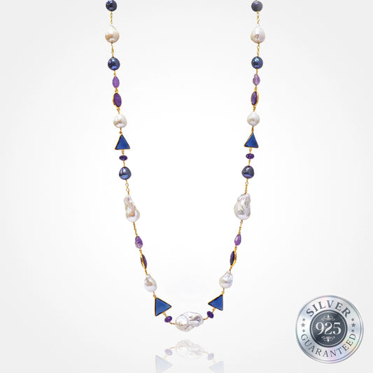 925 Silver Tanzanite & Amethyst Necklace