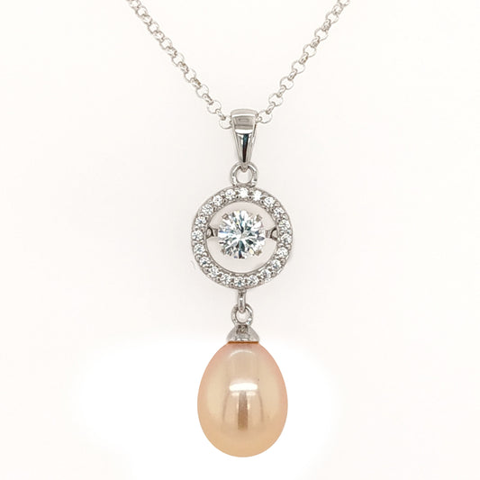 Heartbeat Crystal Pendant in Peach