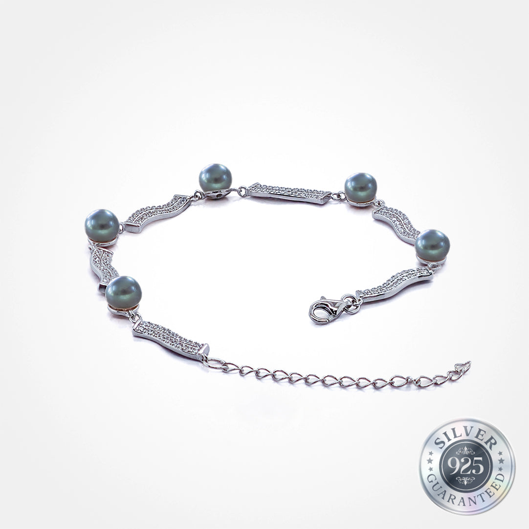 925 Silver Meridian Pavé Pearl Bracelet
