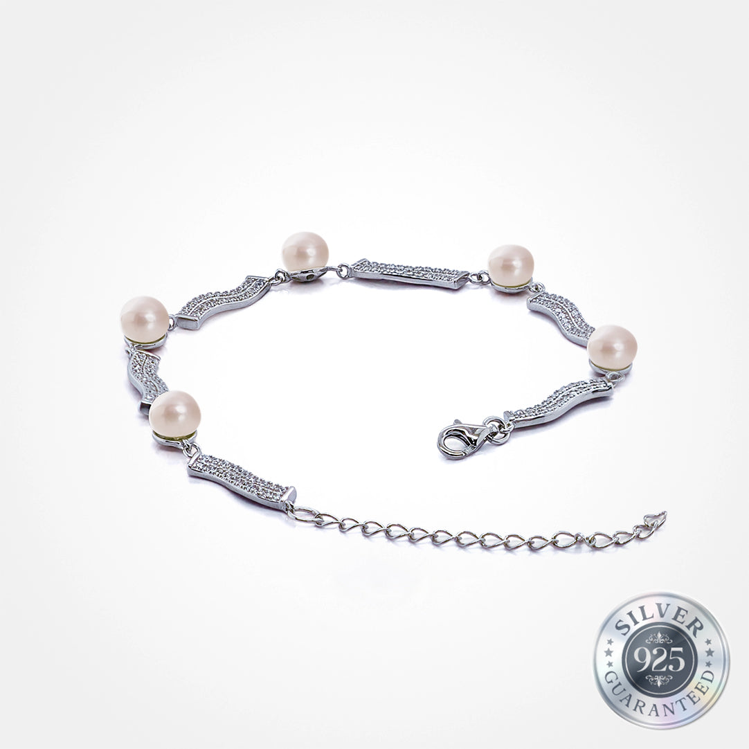 925 Silver Meridian Pavé Pearl Bracelet