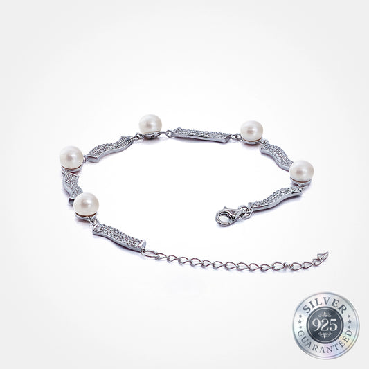 925 Silver Meridian Pavé Pearl Bracelet