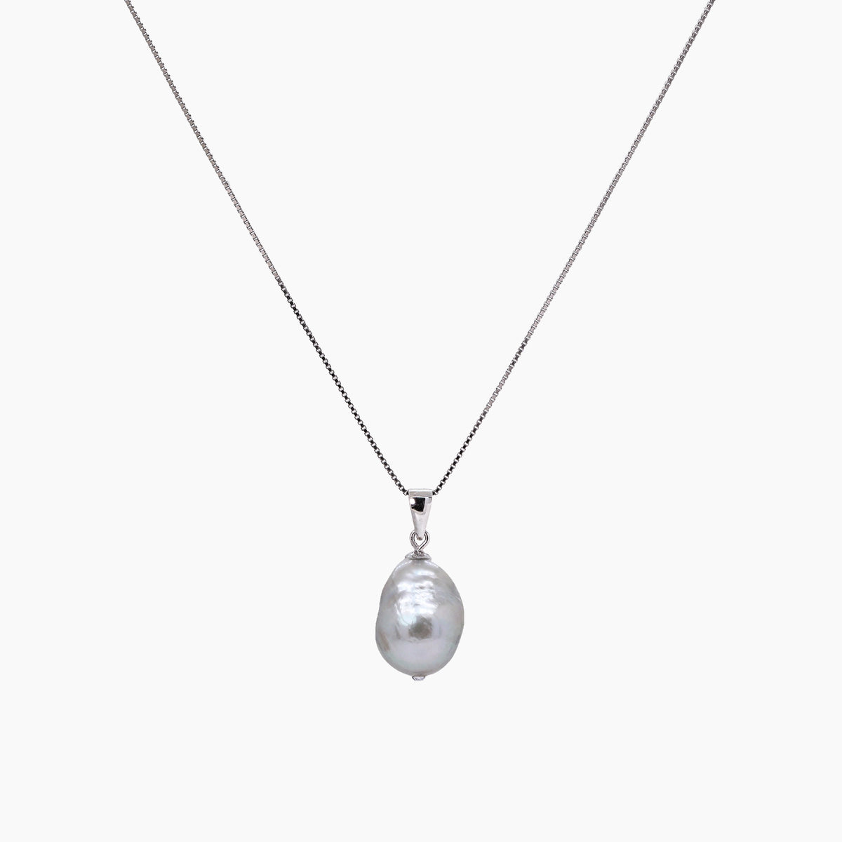 White Keshi Pearl Pendant Necklace 10–11mm