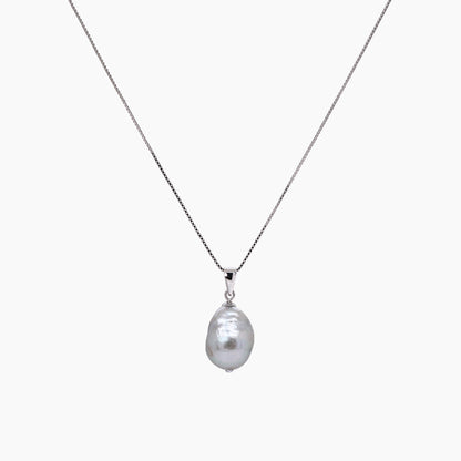 White Keshi Pearl Pendant Necklace 10–11mm