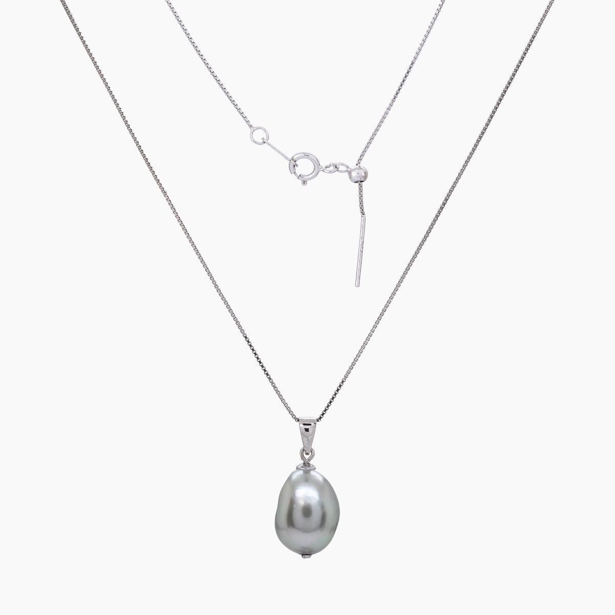 White Keshi Pearl Pendant Necklace 10–11mm
