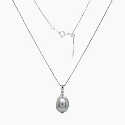 White Keshi Pearl Pendant Necklace 10–11mm