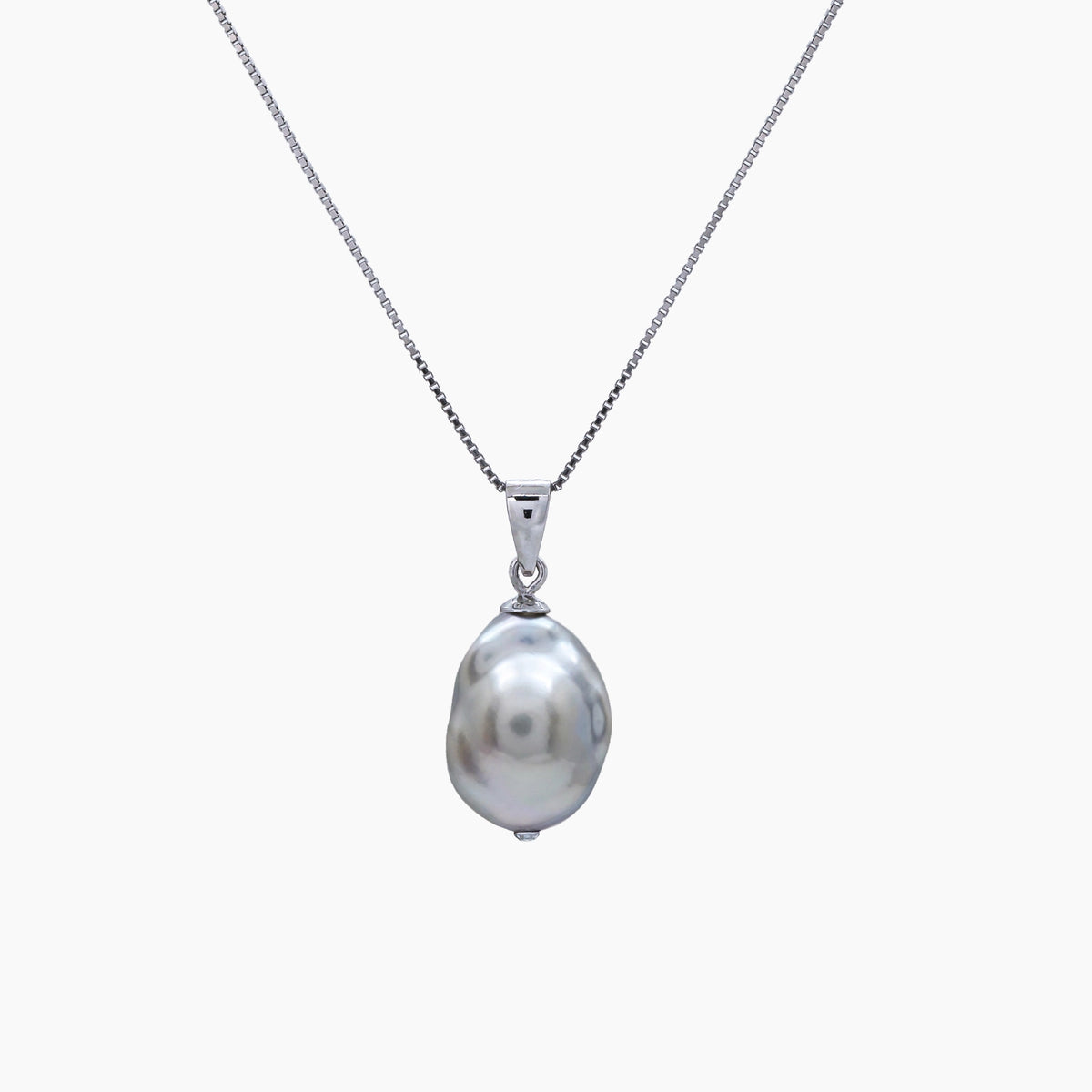 White Keshi Pearl Pendant Necklace 10–11mm