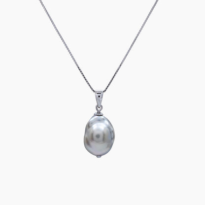 White Keshi Pearl Pendant Necklace 10–11mm