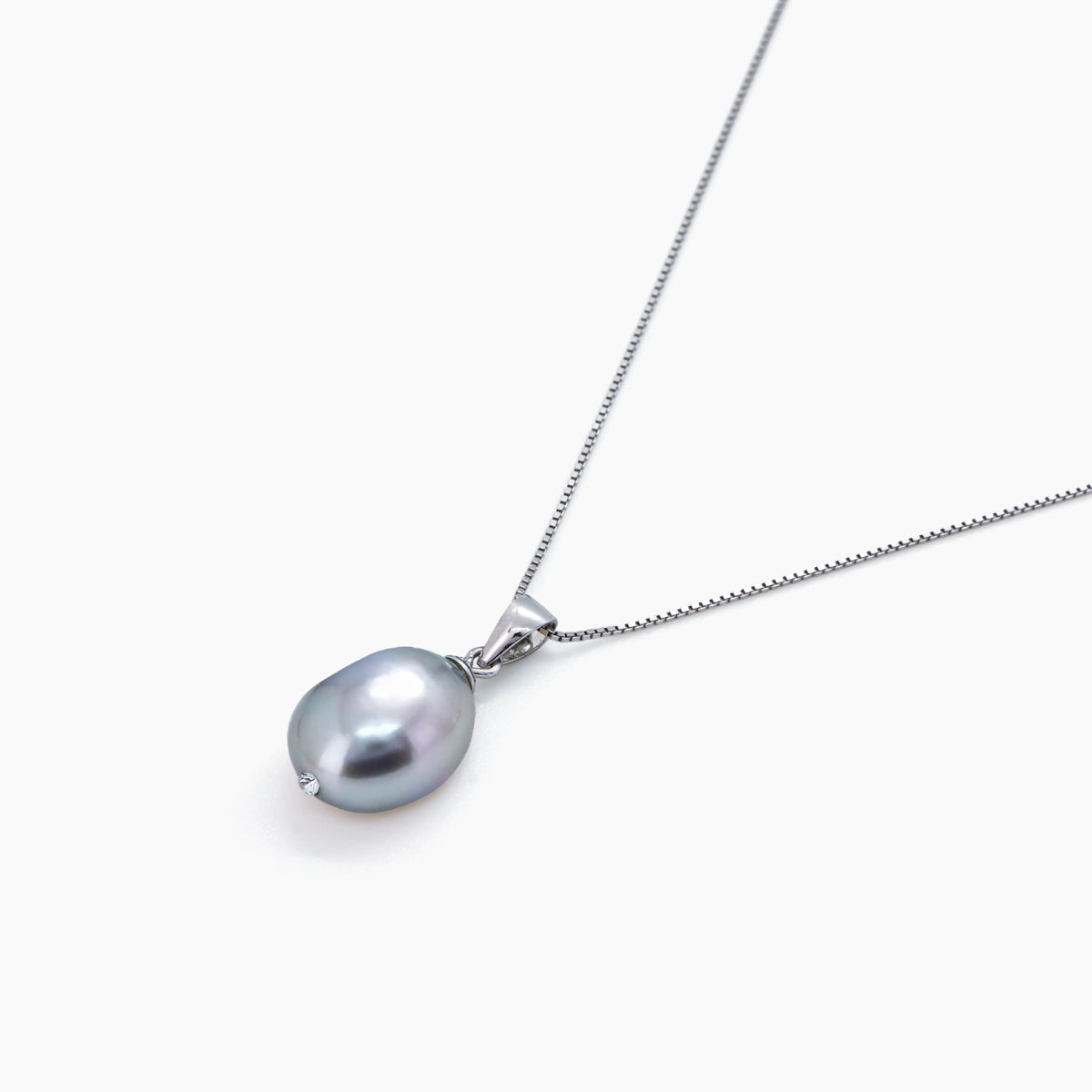 White Keshi Pearl Pendant Necklace 10–11mm