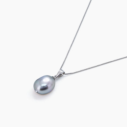 White Keshi Pearl Pendant Necklace 10–11mm