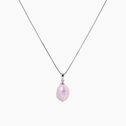 White Keshi Pearl Pendant Necklace 10–11mm