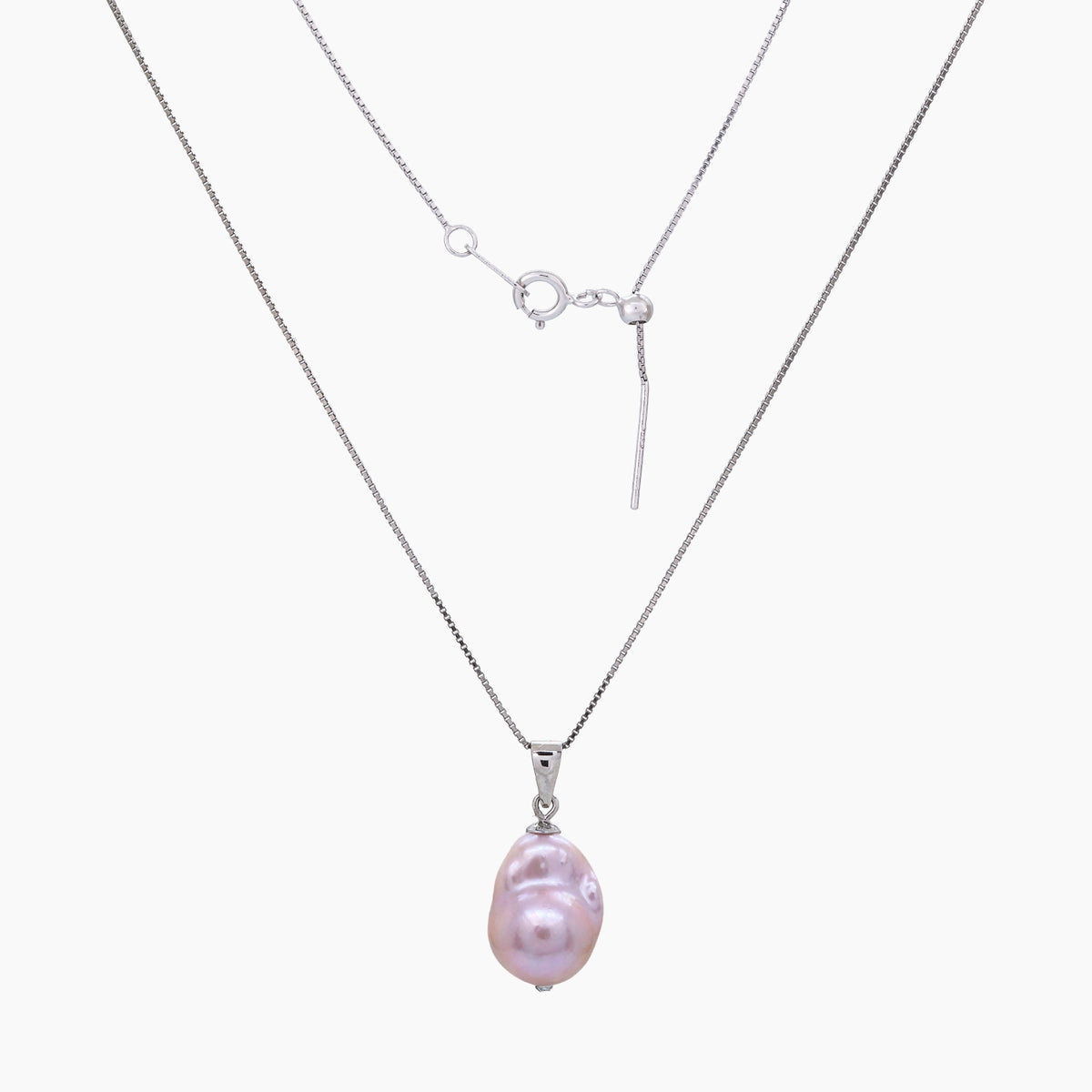 White Keshi Pearl Pendant Necklace 10–11mm