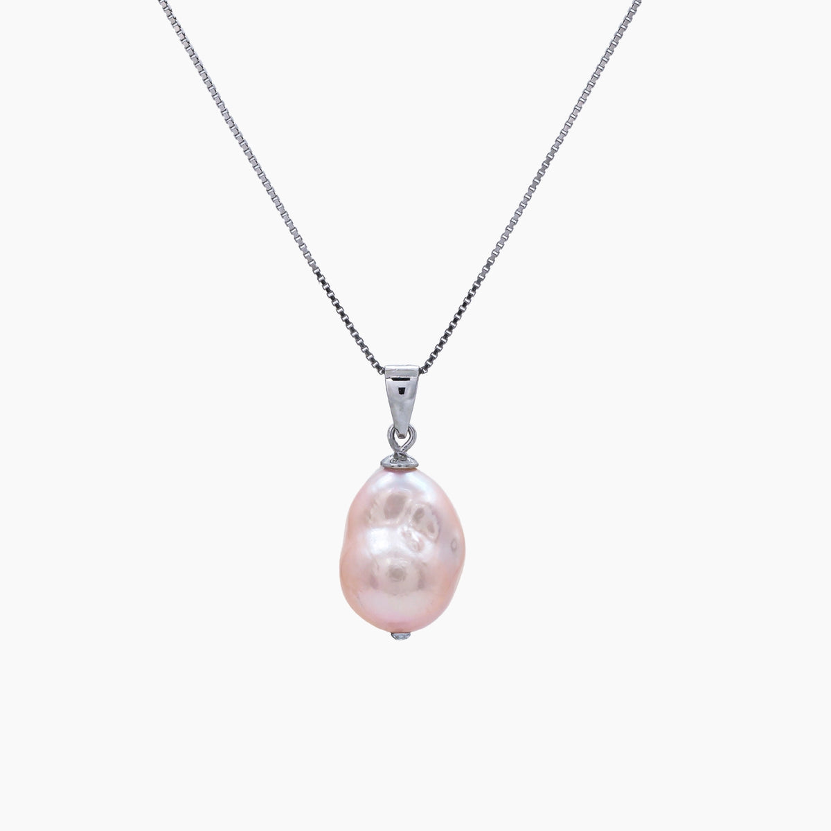 White Keshi Pearl Pendant Necklace 10–11mm