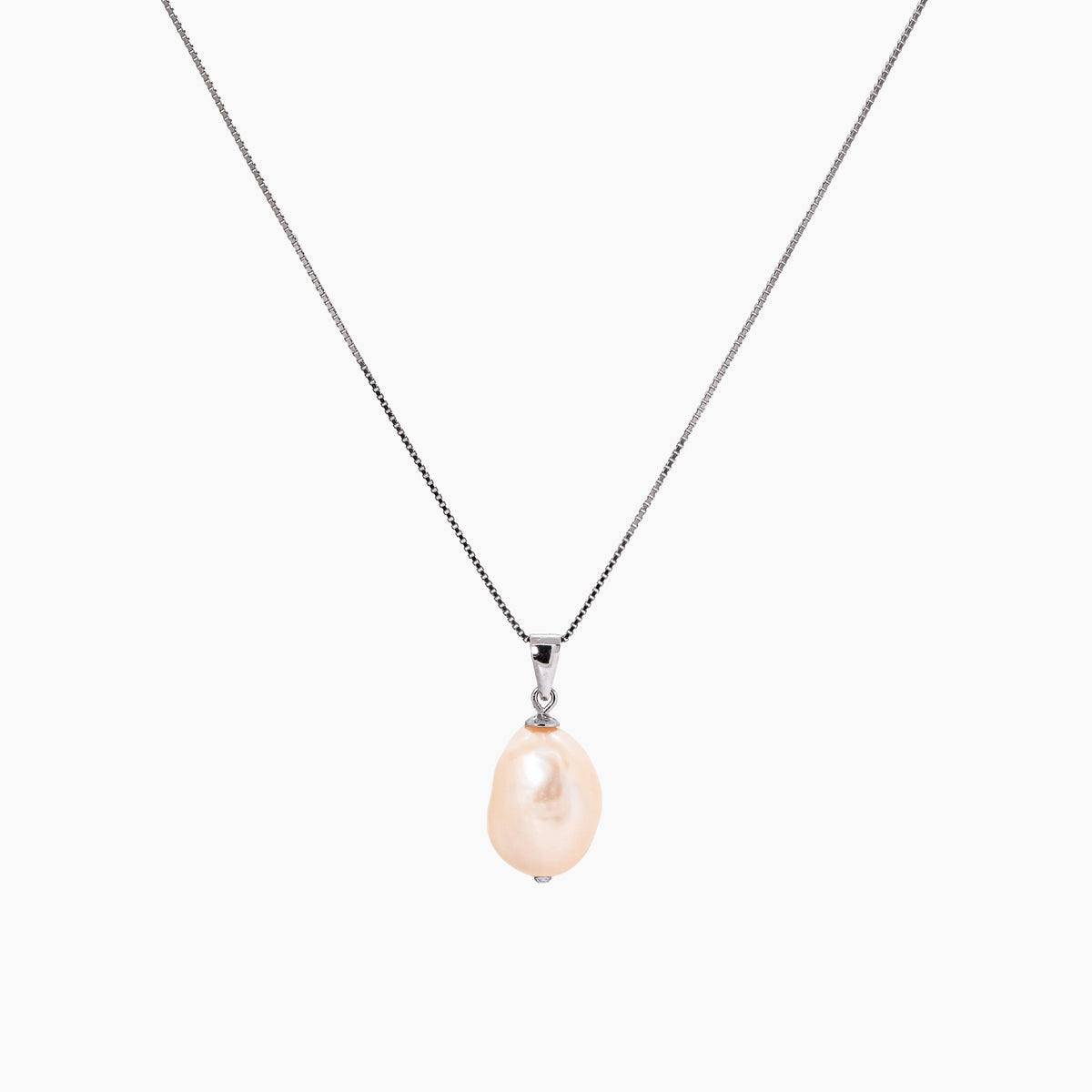 White Keshi Pearl Pendant Necklace 10–11mm