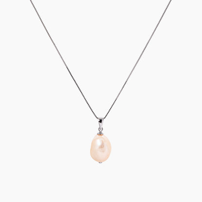 White Keshi Pearl Pendant Necklace 10–11mm
