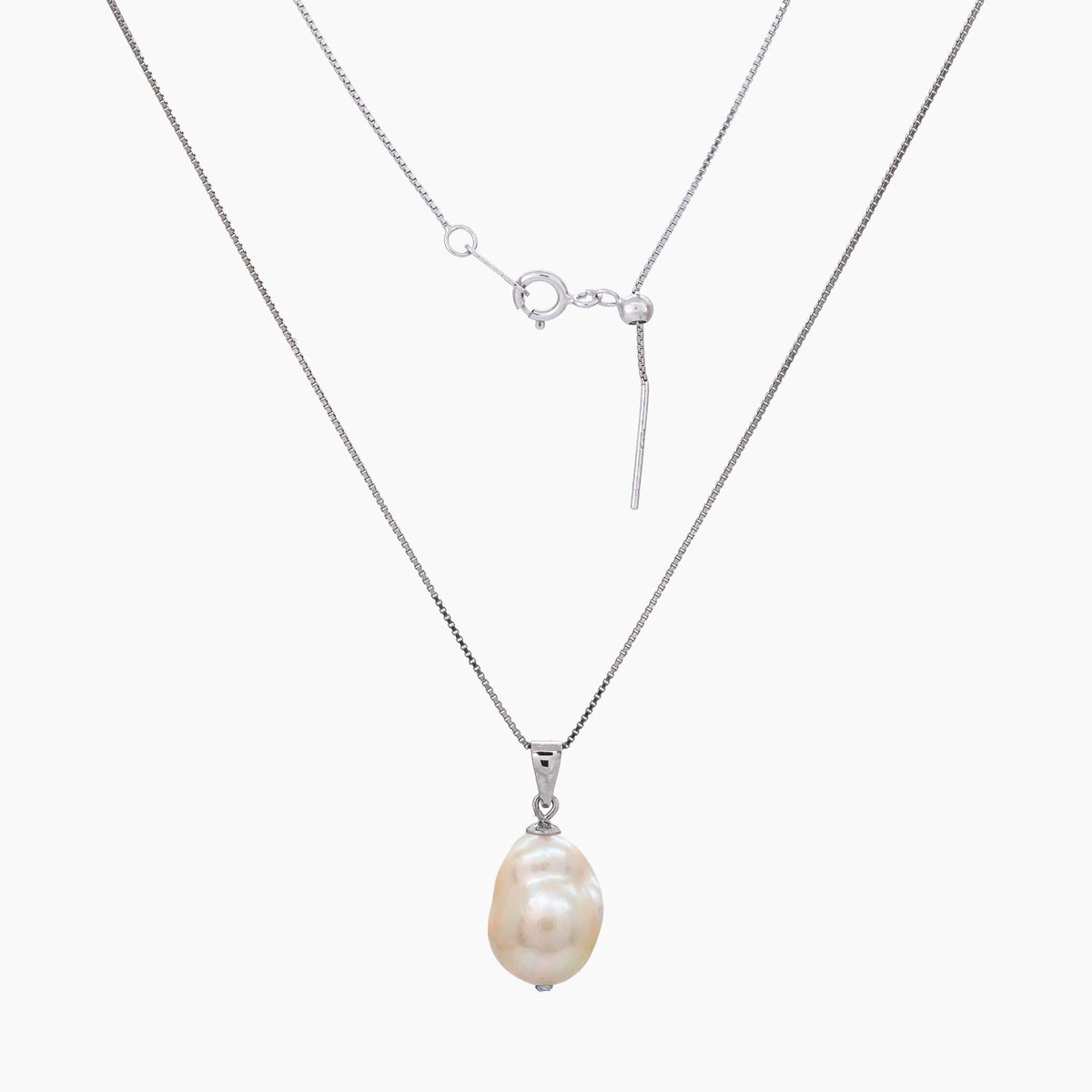 White Keshi Pearl Pendant Necklace 10–11mm