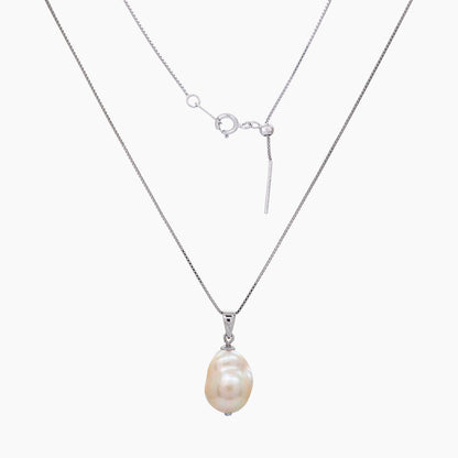 White Keshi Pearl Pendant Necklace 10–11mm