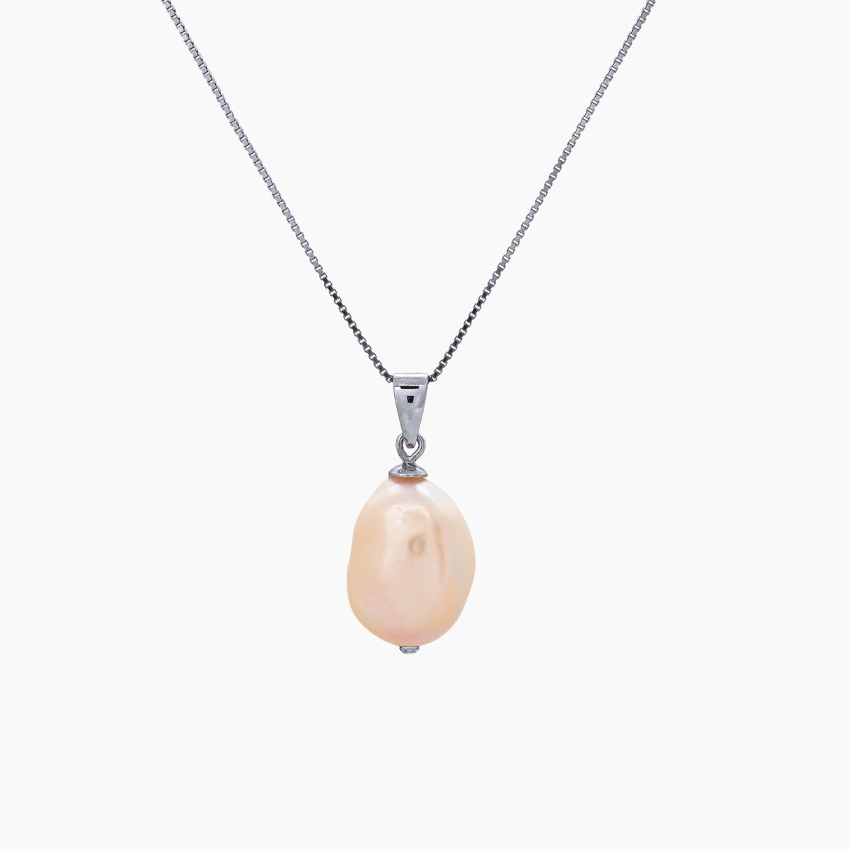 White Keshi Pearl Pendant Necklace 10–11mm