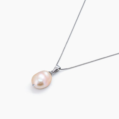 White Keshi Pearl Pendant Necklace 10–11mm