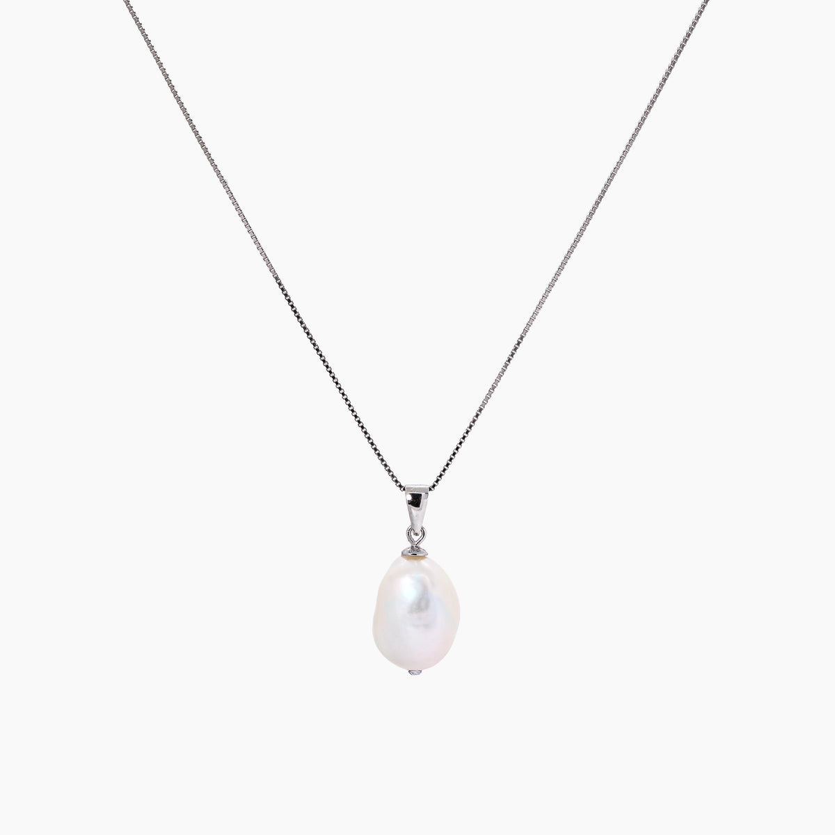 White Keshi Pearl Pendant Necklace 10–11mm