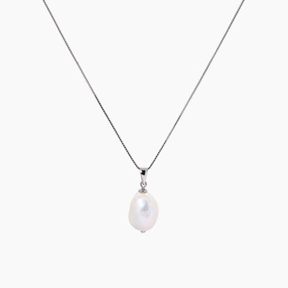 White Keshi Pearl Pendant Necklace 10–11mm