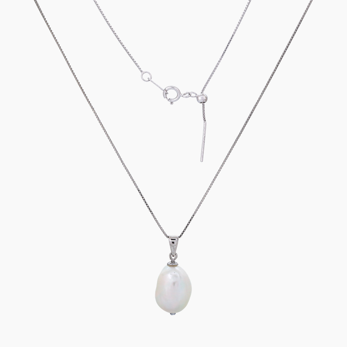 White Keshi Pearl Pendant Necklace 10–11mm