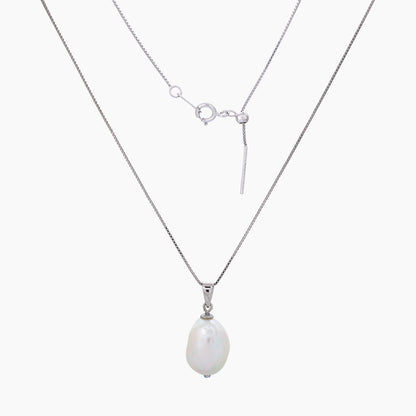 White Keshi Pearl Pendant Necklace 10–11mm