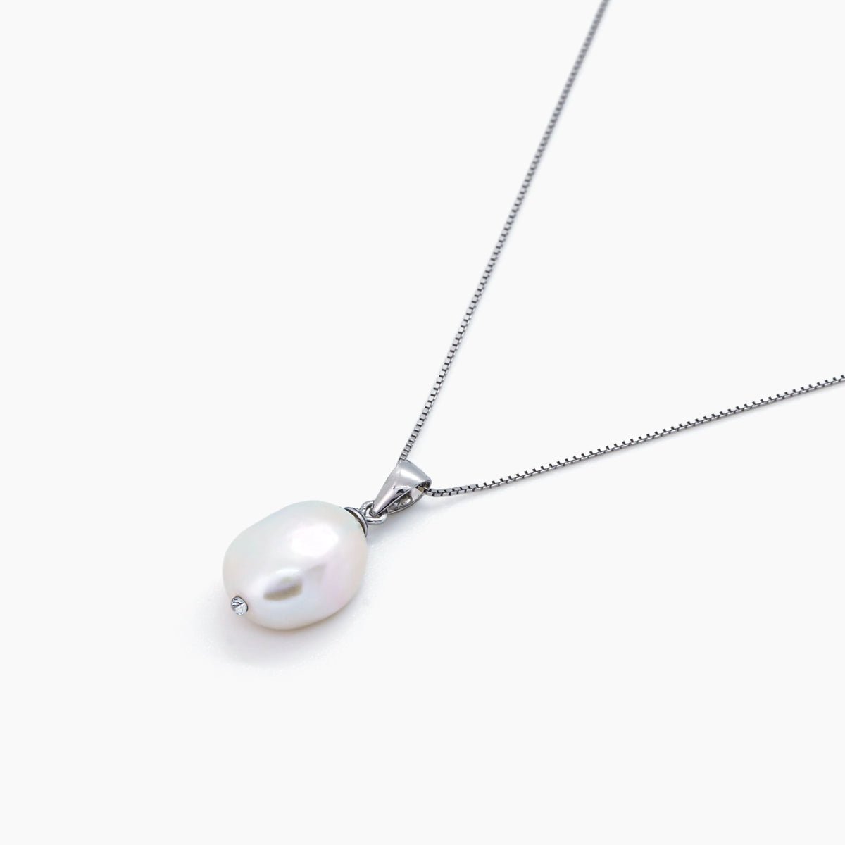 White Keshi Pearl Pendant Necklace 10–11mm