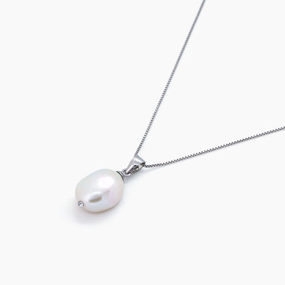 White Keshi Pearl Pendant Necklace 10–11mm