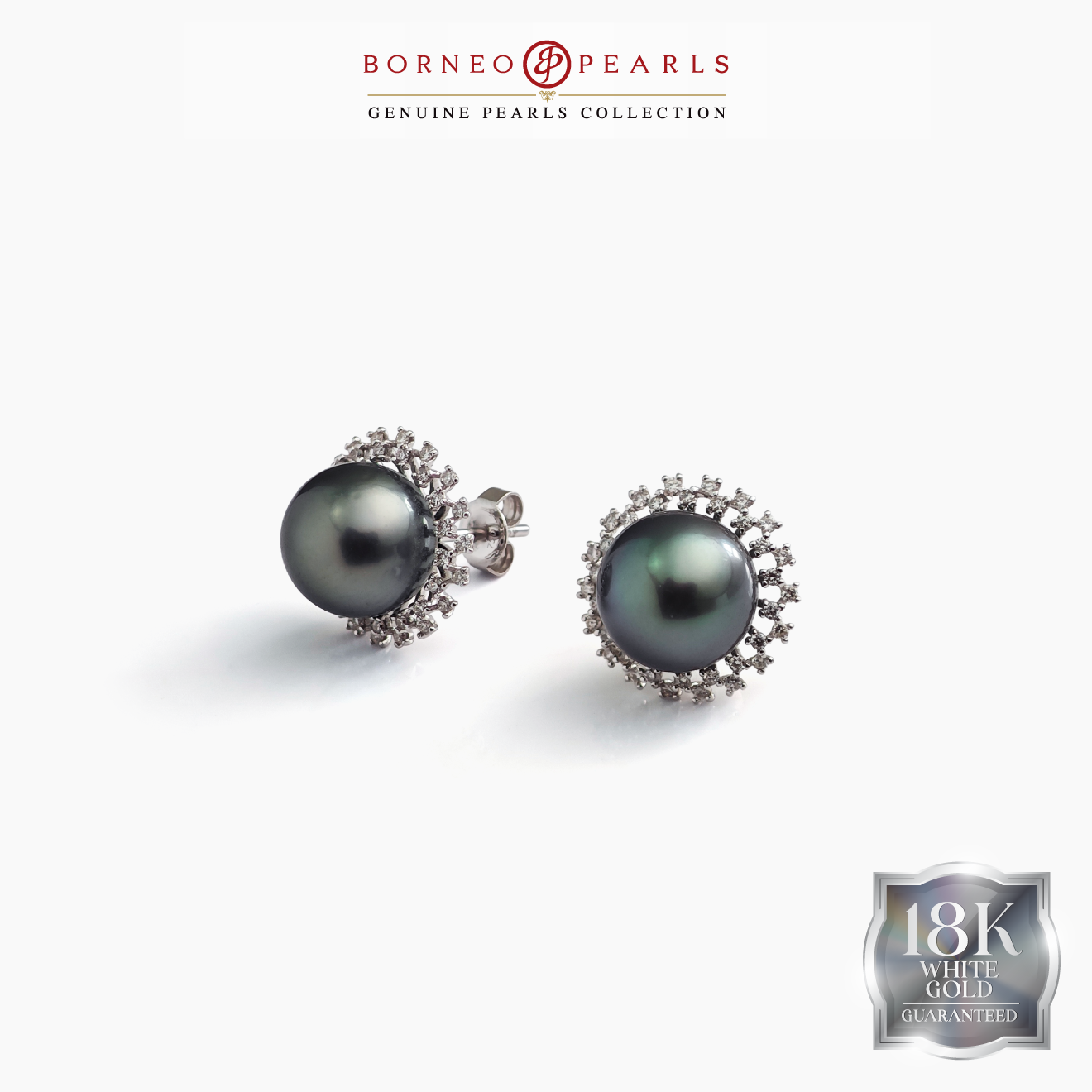 Tahitian Pearl Earrings (11mm, 18K White Gold)