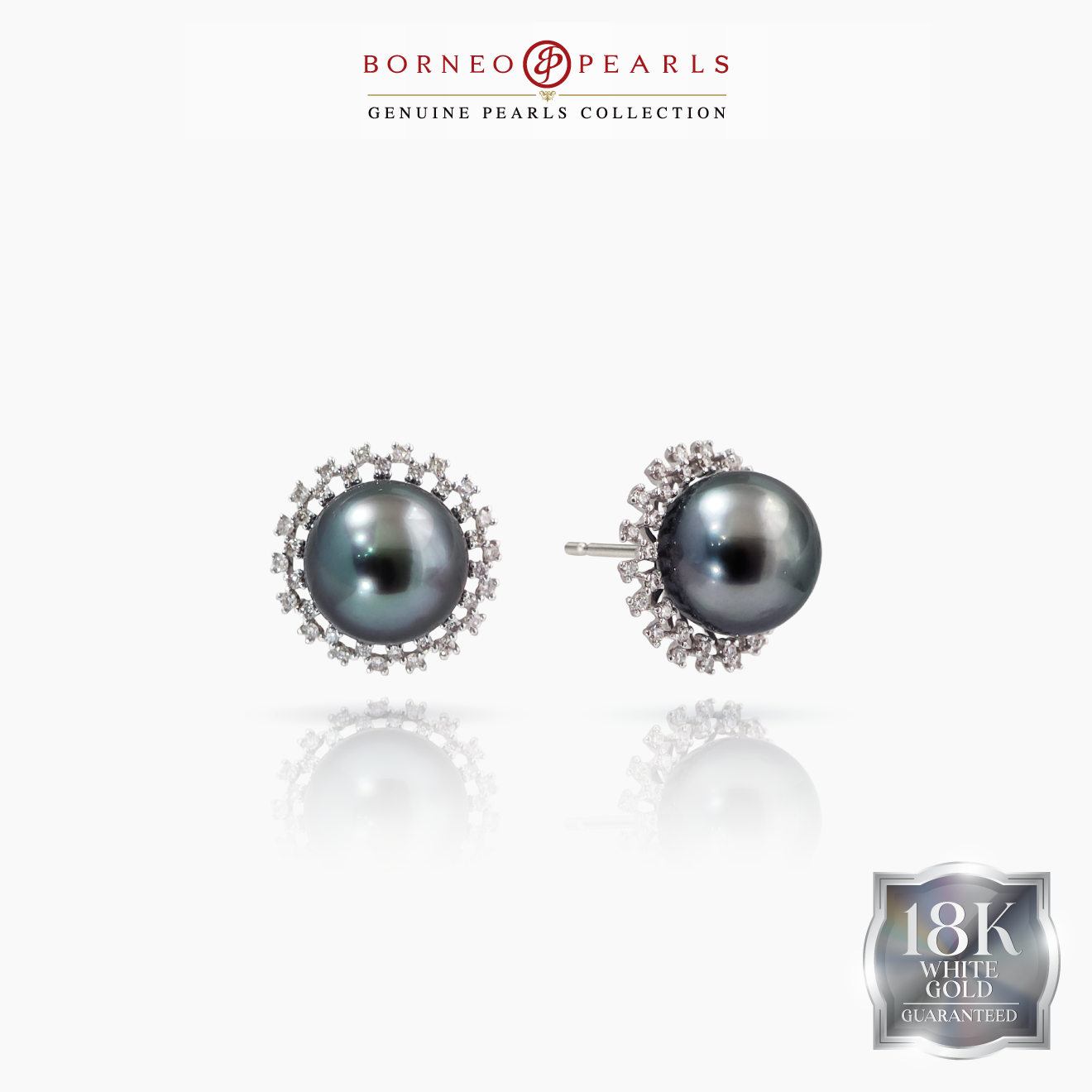 Tahitian Pearl Earrings (11mm, 18K White Gold)
