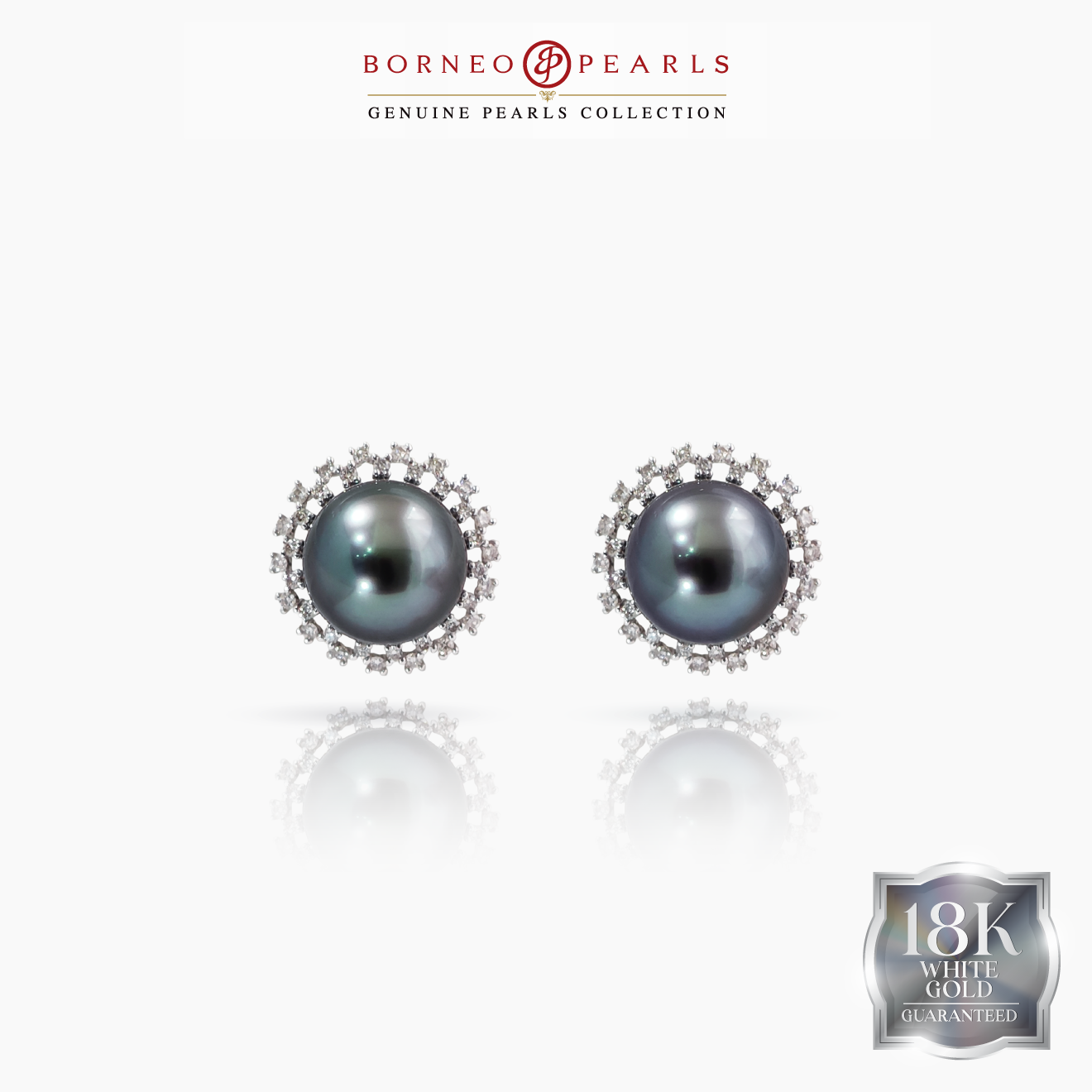 Tahitian Pearl Earrings (11mm, 18K White Gold)