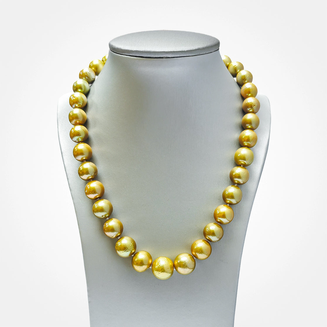 11-15mm Off Round Gold Pearl Necklace