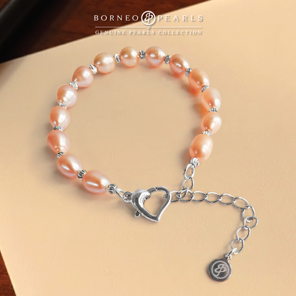 Freshwater Pearl Bracelet with Heart Clasp