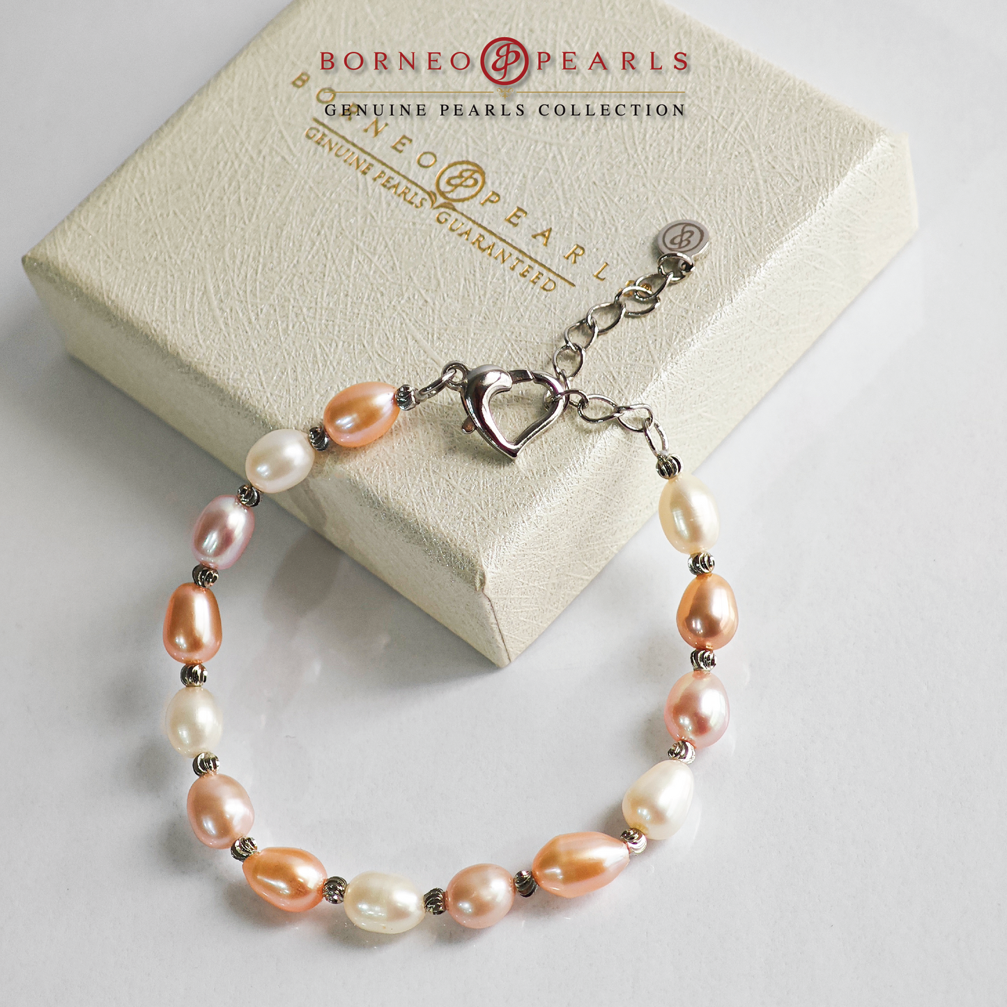 Freshwater Pearl Bracelet with Heart Clasp