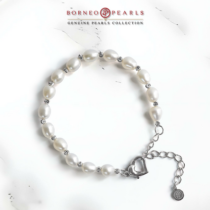 Freshwater Pearl Bracelet with Heart Clasp