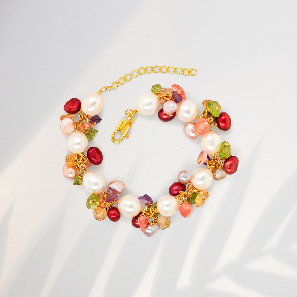 Keshi Pearl Semi Precious Stones Bracelet – Borneo Pearls