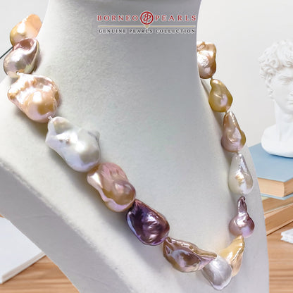 Multi Color 15- 17mm Natural Baroque Pearl Necklace