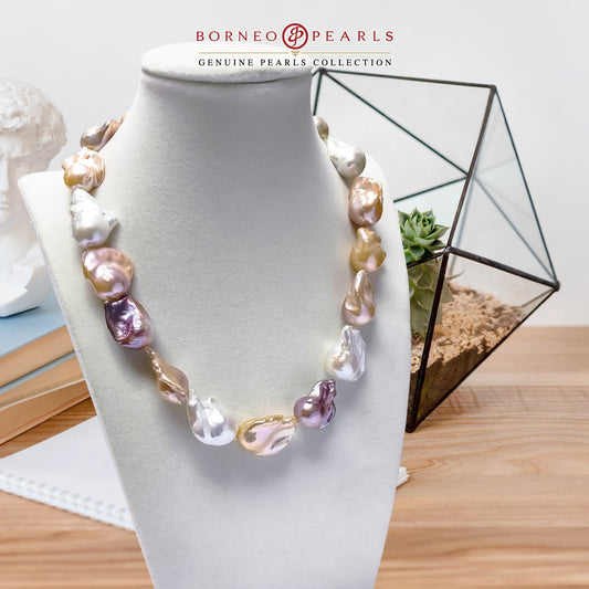 Multi Color 15- 17mm Natural Baroque Pearl Necklace