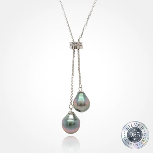 925 Silver Adjustable Drop Tahitian Pearls